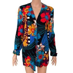 B.G.B Ltd vintage tropical floral open front blazer jacket size M